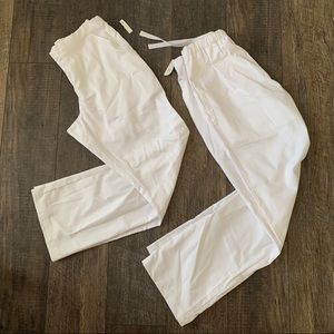 2 PAIRS OF NEW WHITE SCRUB PANTS - Drawstring